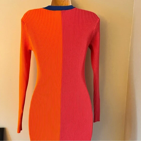 Staud x Birkenstock Pink and Orange Shoko Long Sleeve Midi Dress Medium - Picture 10 of 16